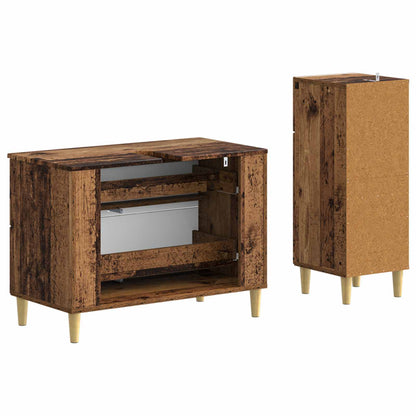vidaXL 2 Piece Bathroom Cabinet Set ARNHEM Old Wood Engineered Wood