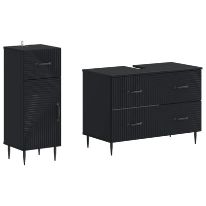 vidaXL 2 Piece Bathroom Cabinet Set HAARLEM Black Engineered Wood
