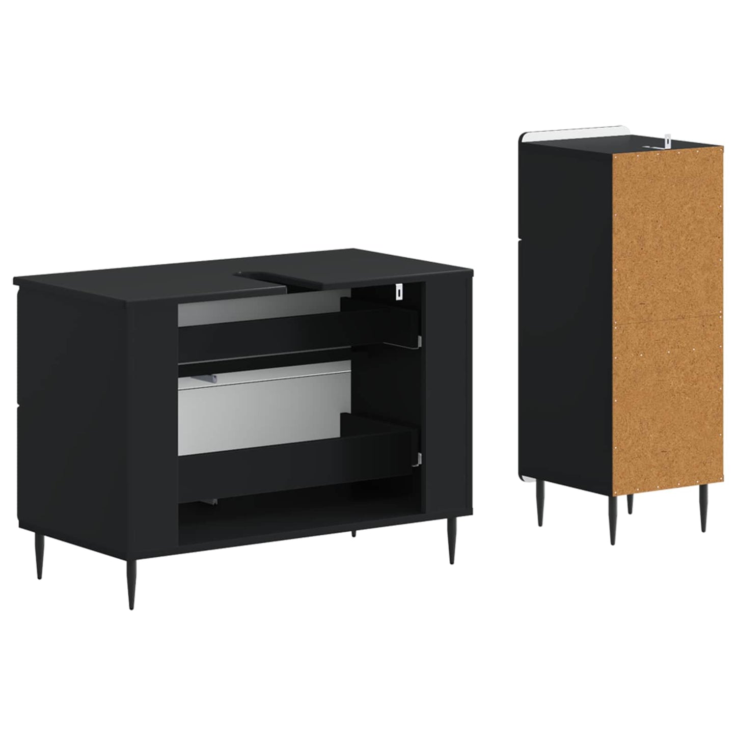 vidaXL 2 Piece Bathroom Cabinet Set HAARLEM Black Engineered Wood