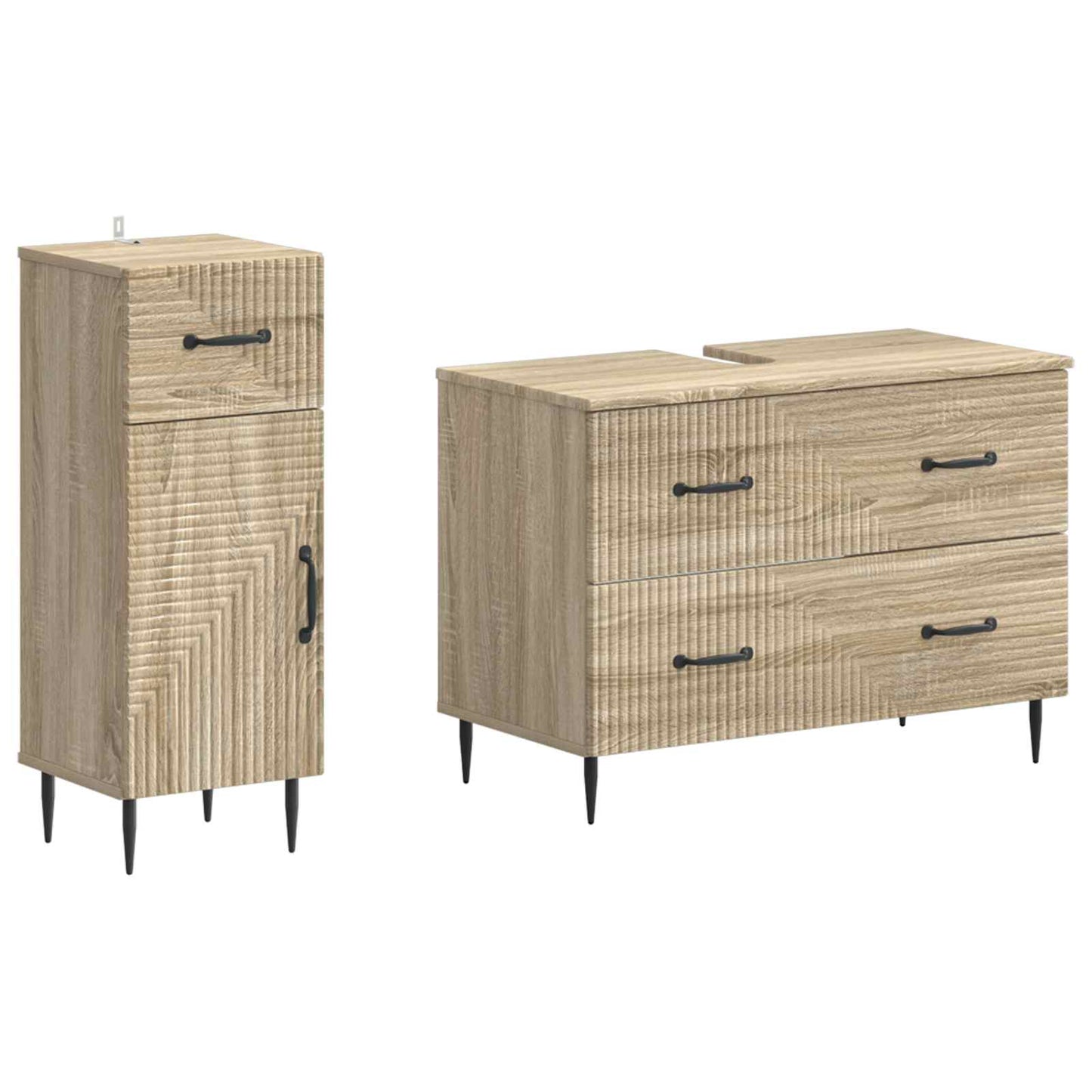 vidaXL 2 Piece Bathroom Cabinet Set HAARLEM Sonoma Oak Engineered Wood