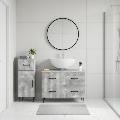 vidaXL 2 Piece Bathroom Cabinet Set HAARLEM Concrete Grey