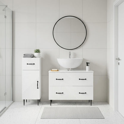 vidaXL 2 Piece Bathroom Cabinet Set HAARLEM High Gloss White