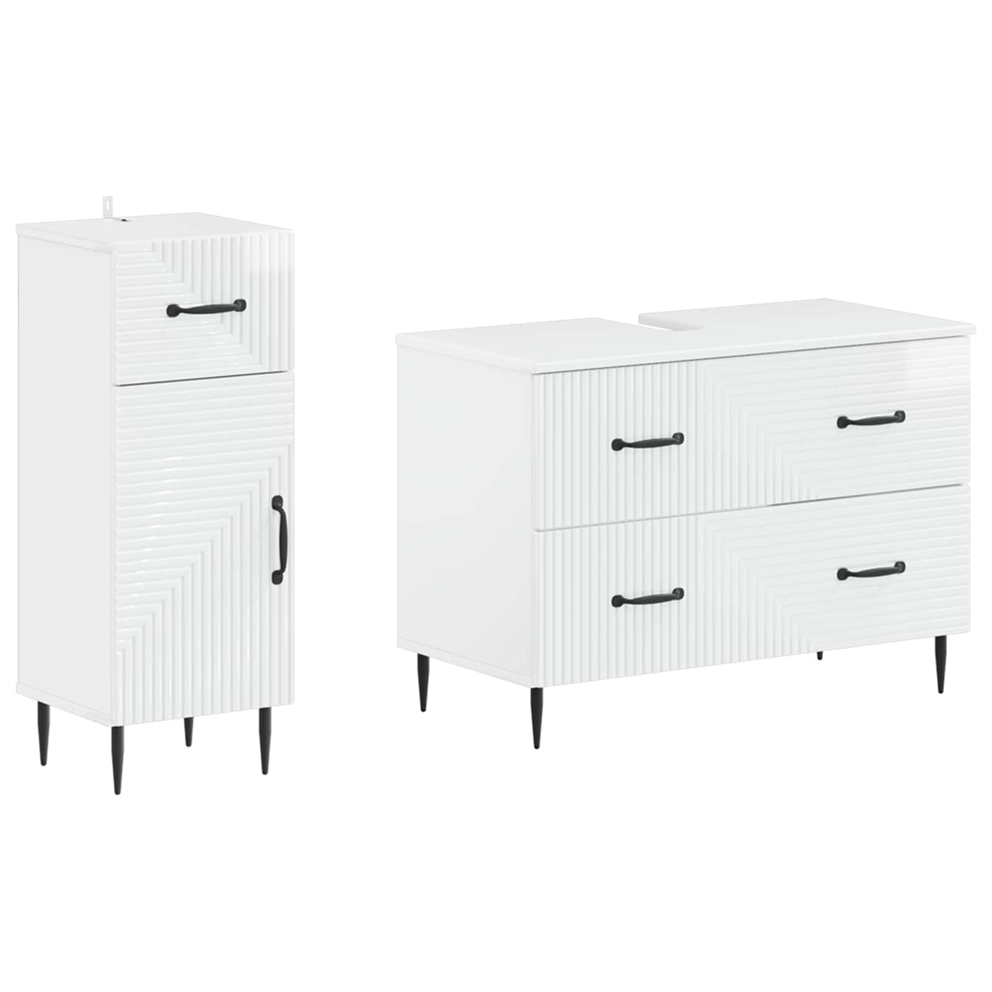 vidaXL 2 Piece Bathroom Cabinet Set HAARLEM High Gloss White
