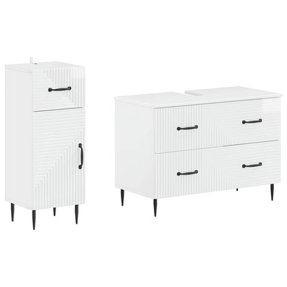 vidaXL 2 Piece Bathroom Cabinet Set HAARLEM High Gloss White