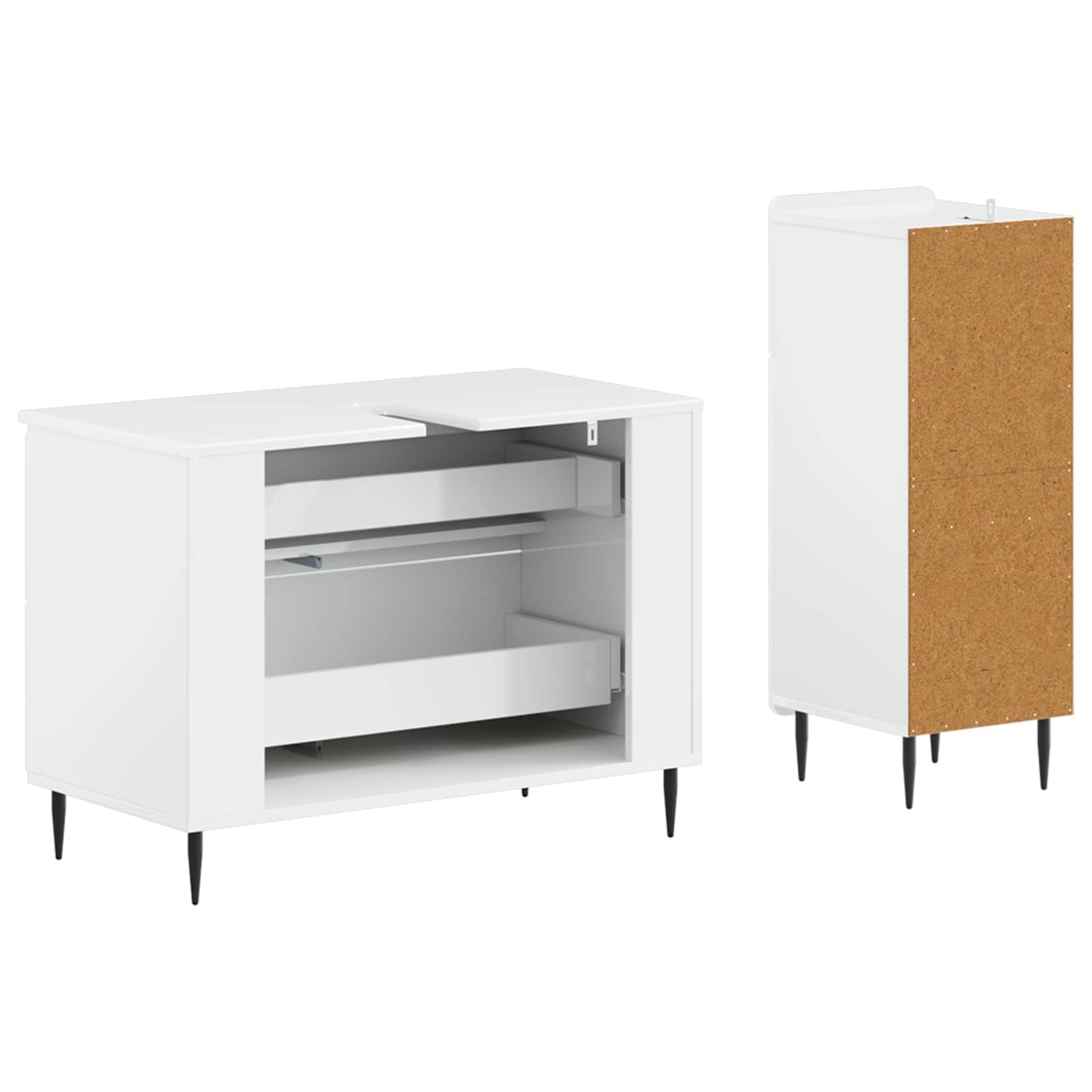 vidaXL 2 Piece Bathroom Cabinet Set HAARLEM High Gloss White