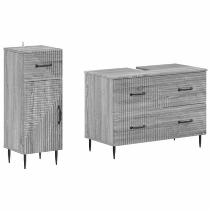 vidaXL 2 Piece Bathroom Cabinet Set HAARLEM Grey Sonoma