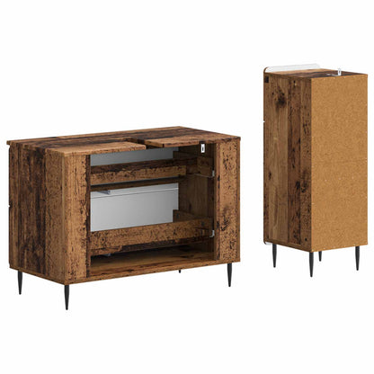 vidaXL 2 Piece Bathroom Cabinet Set HAARLEM Old Wood Engineered Wood