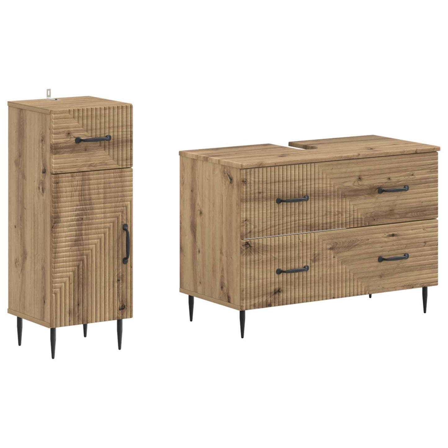 vidaXL 2 Piece Bathroom Cabinet Set HAARLEM Artisan Oak