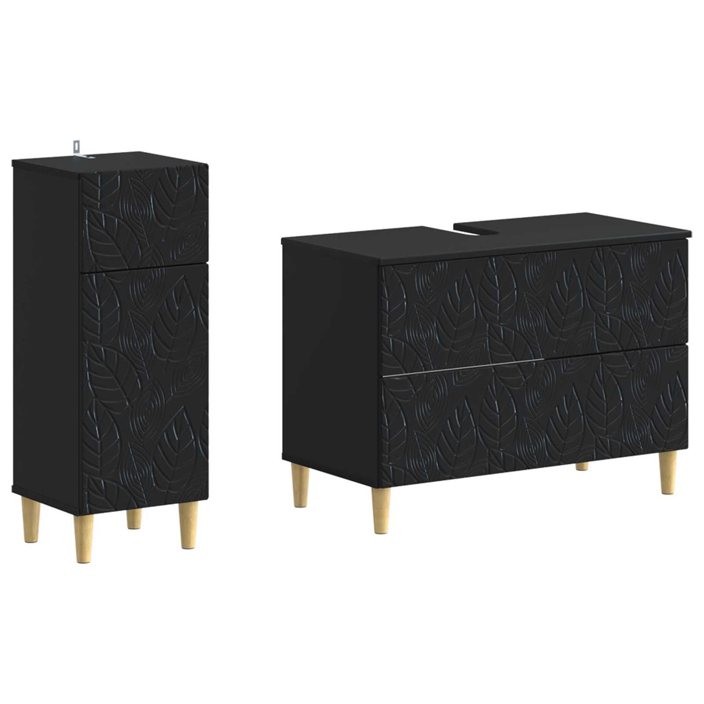 vidaXL 2 Piece Bathroom Cabinet Set DELFT Black Engineered Wood
