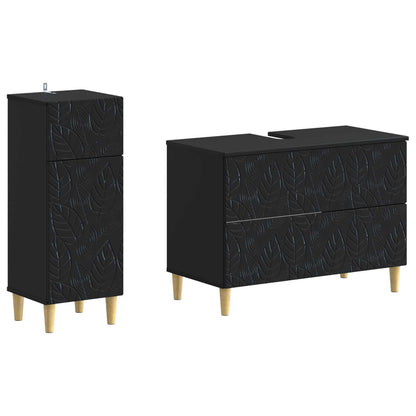 vidaXL 2 Piece Bathroom Cabinet Set DELFT Black Engineered Wood