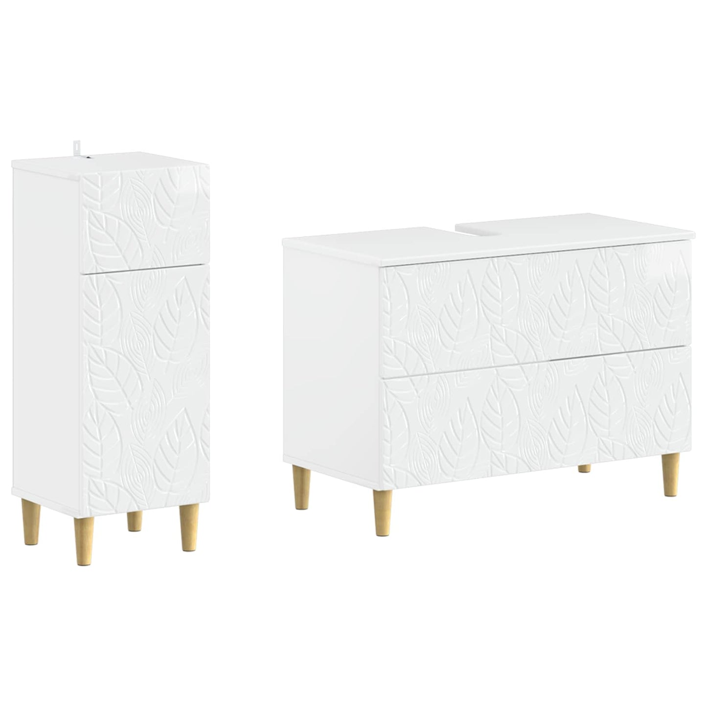 vidaXL 2 Piece Bathroom Cabinet Set DELFT High Gloss White