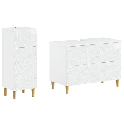 vidaXL 2 Piece Bathroom Cabinet Set DELFT High Gloss White