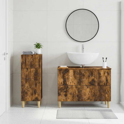 vidaXL 2 Piece Bathroom Cabinet Set DELFT Smoked Oak Engineered Wood