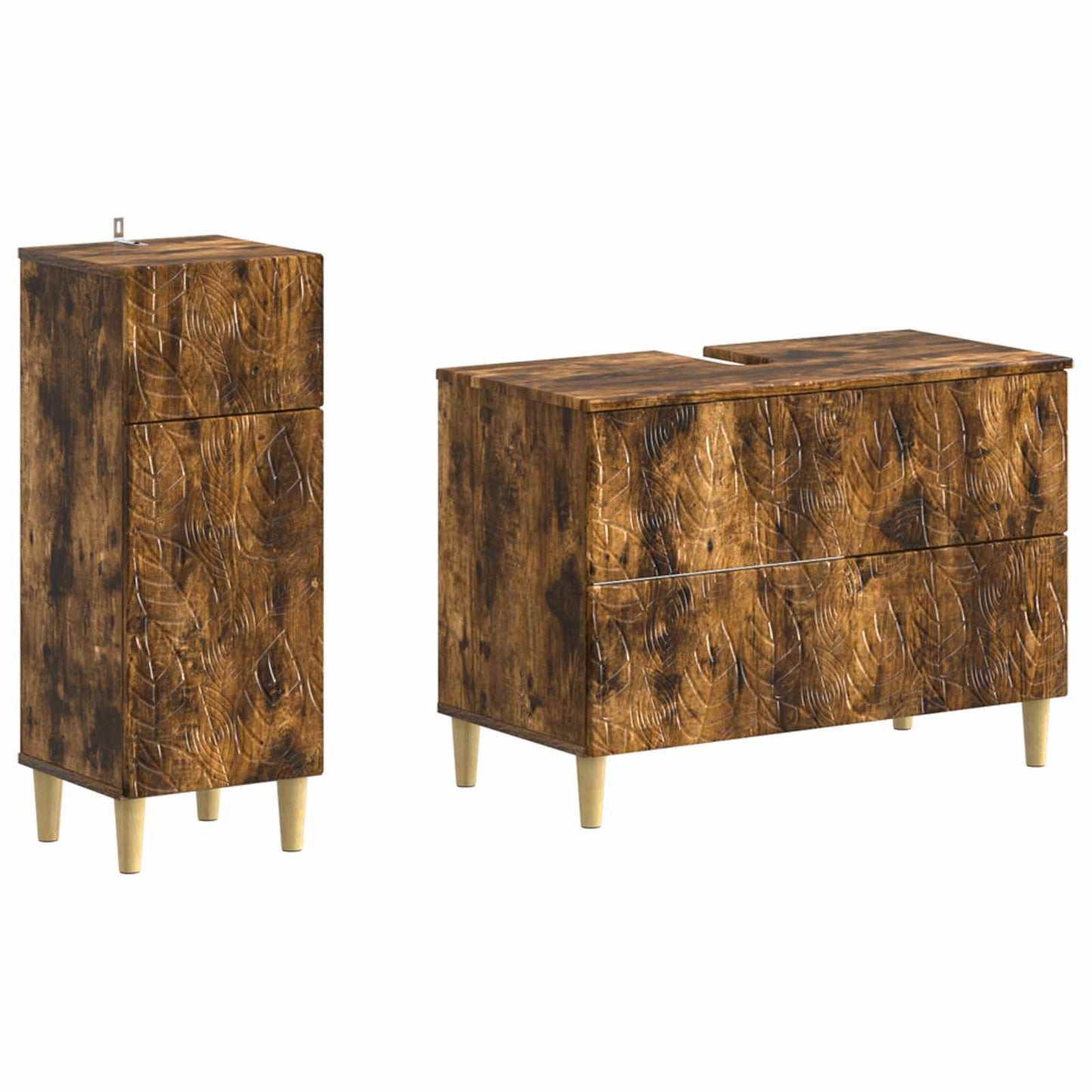 vidaXL 2 Piece Bathroom Cabinet Set DELFT Smoked Oak Engineered Wood