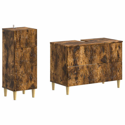 vidaXL 2 Piece Bathroom Cabinet Set DELFT Smoked Oak Engineered Wood