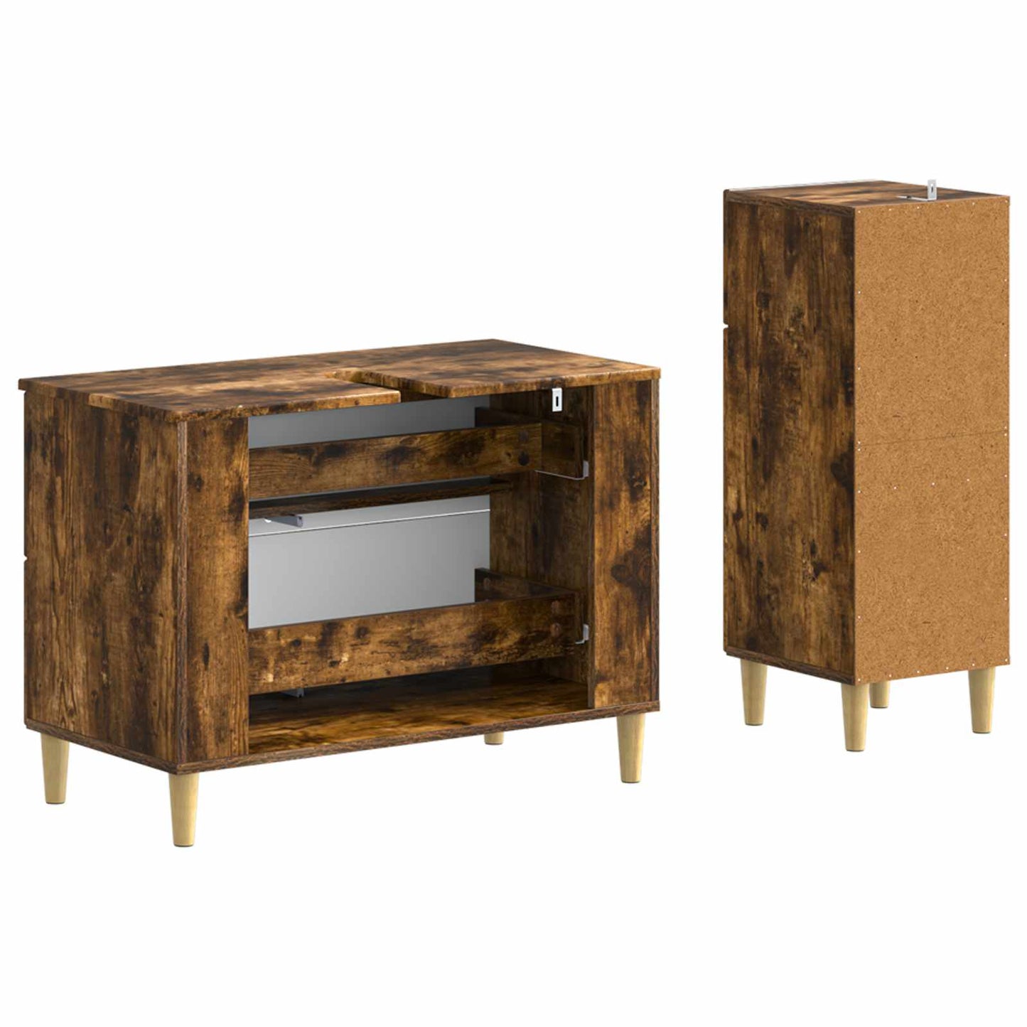 vidaXL 2 Piece Bathroom Cabinet Set DELFT Smoked Oak Engineered Wood