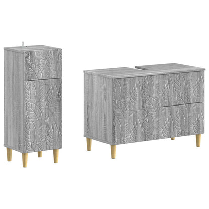 vidaXL 2 Piece Bathroom Cabinet Set DELFT Grey Sonoma Engineered Wood