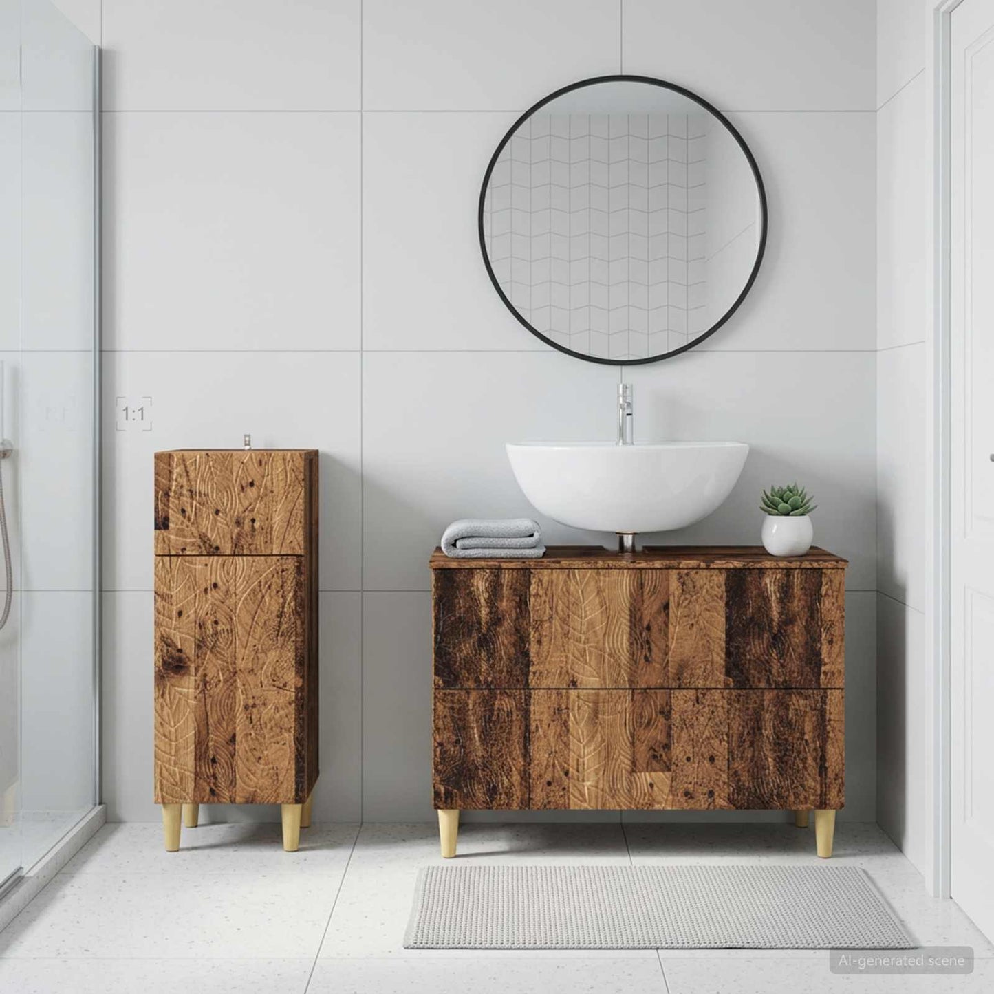 vidaXL 2 Piece Bathroom Cabinet Set DELFT Old Wood Engineered Wood