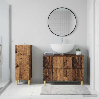 vidaXL 2 Piece Bathroom Cabinet Set DELFT Old Wood Engineered Wood