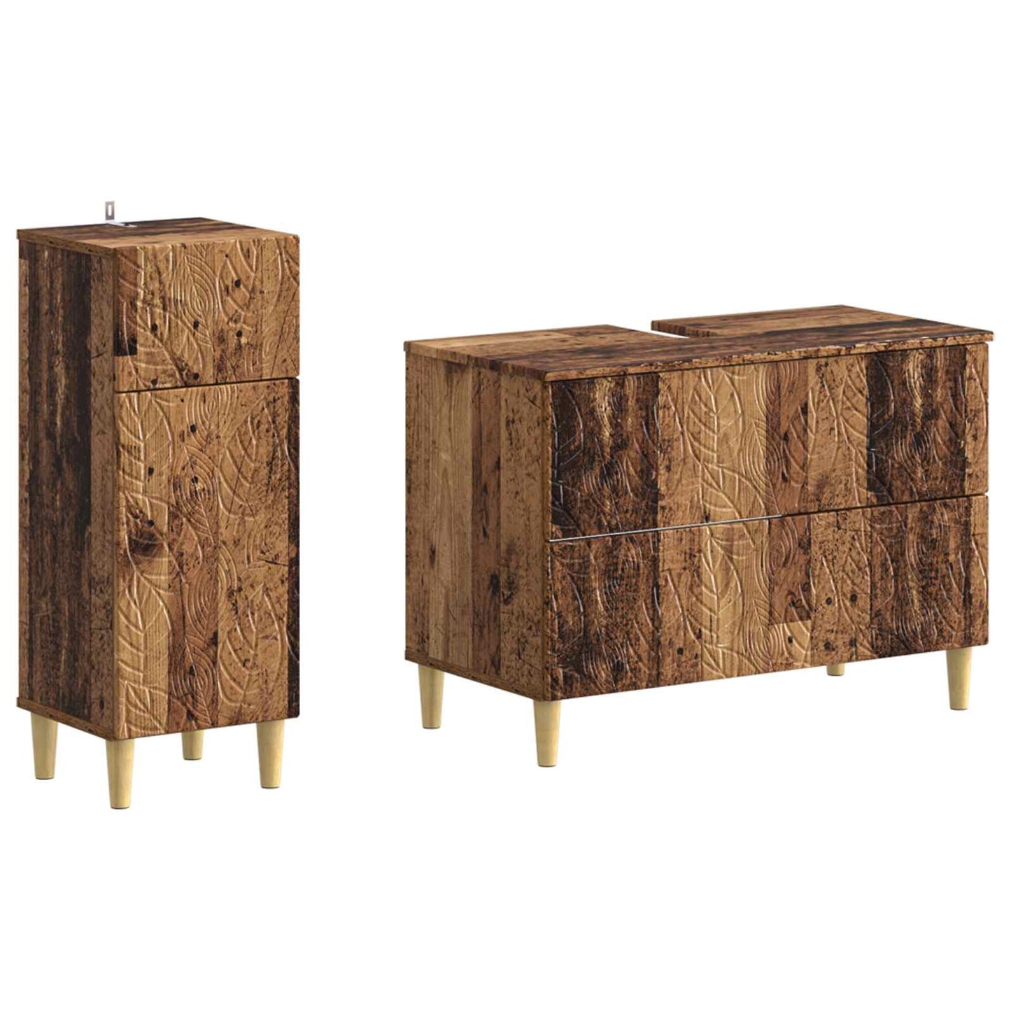 vidaXL 2 Piece Bathroom Cabinet Set DELFT Old Wood Engineered Wood