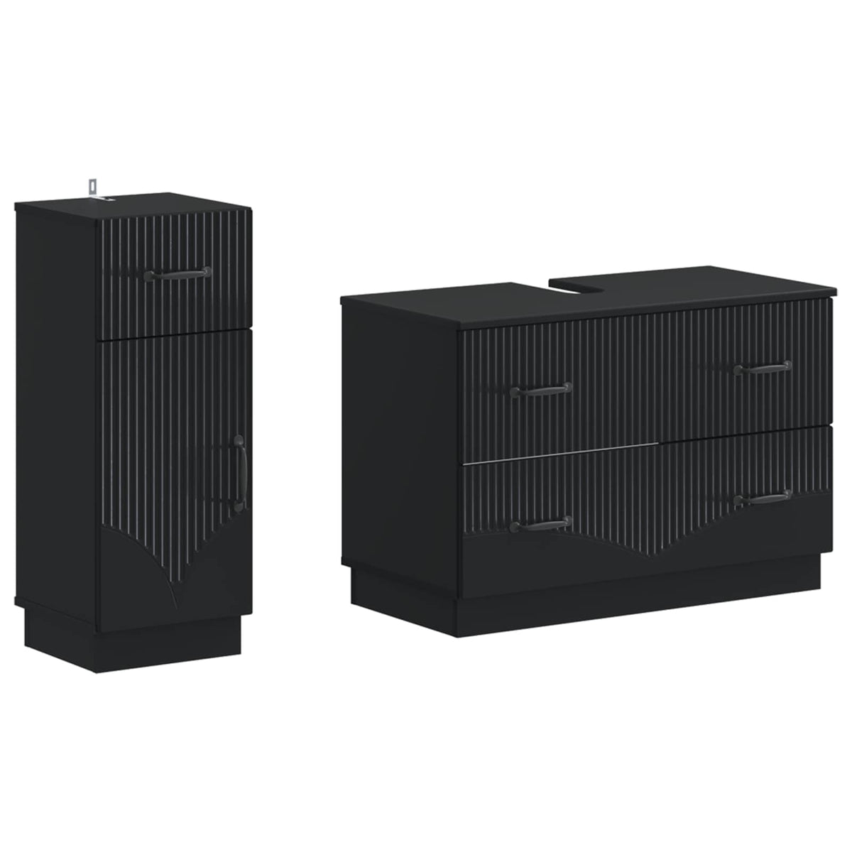 vidaXL 2 Piece Bathroom Cabinet Set HOORN Black Engineered Wood