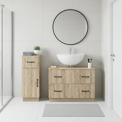 vidaXL 2 Piece Bathroom Cabinet Set HOORN Sonoma Oak Engineered Wood