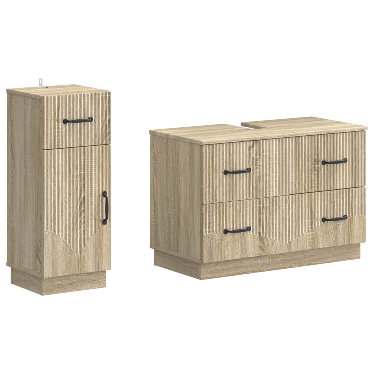 vidaXL 2 Piece Bathroom Cabinet Set HOORN Sonoma Oak Engineered Wood