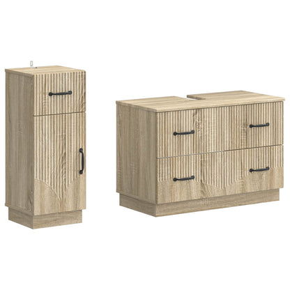 vidaXL 2 Piece Bathroom Cabinet Set HOORN Sonoma Oak Engineered Wood