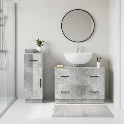 vidaXL 2 Piece Bathroom Cabinet Set HOORN Concrete Grey