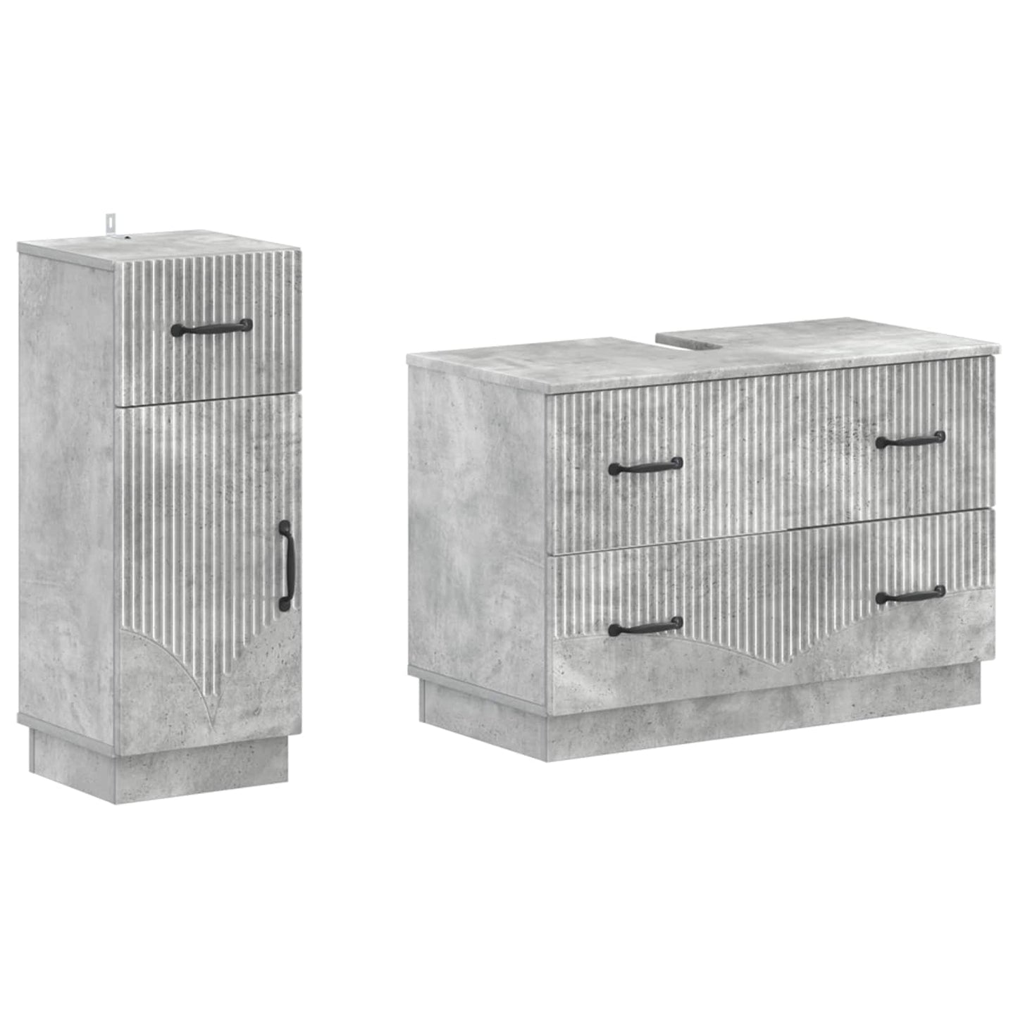 vidaXL 2 Piece Bathroom Cabinet Set HOORN Concrete Grey