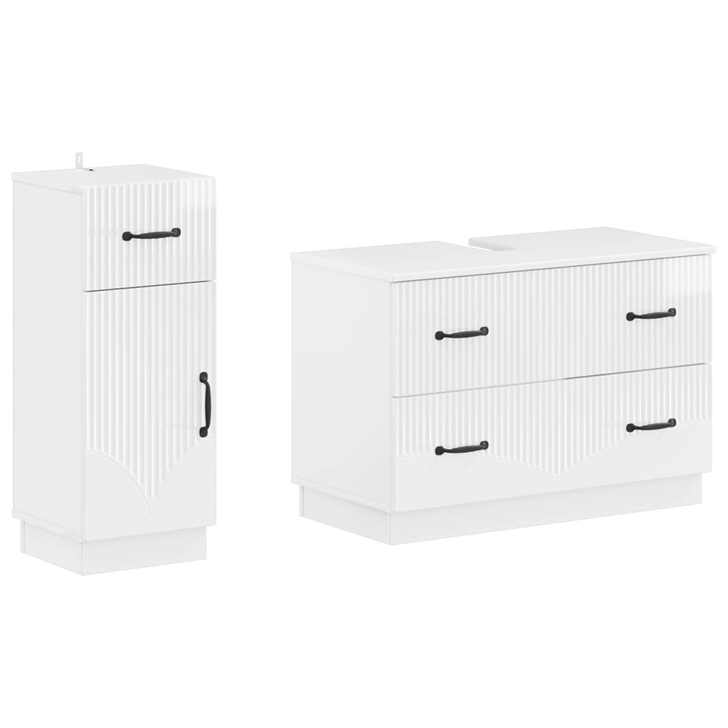 vidaXL 2 Piece Bathroom Cabinet Set HOORN High Gloss White