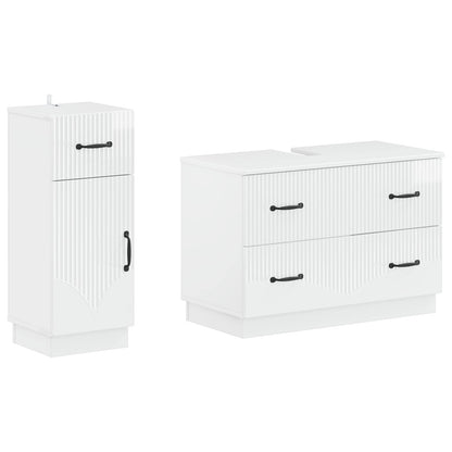 vidaXL 2 Piece Bathroom Cabinet Set HOORN High Gloss White