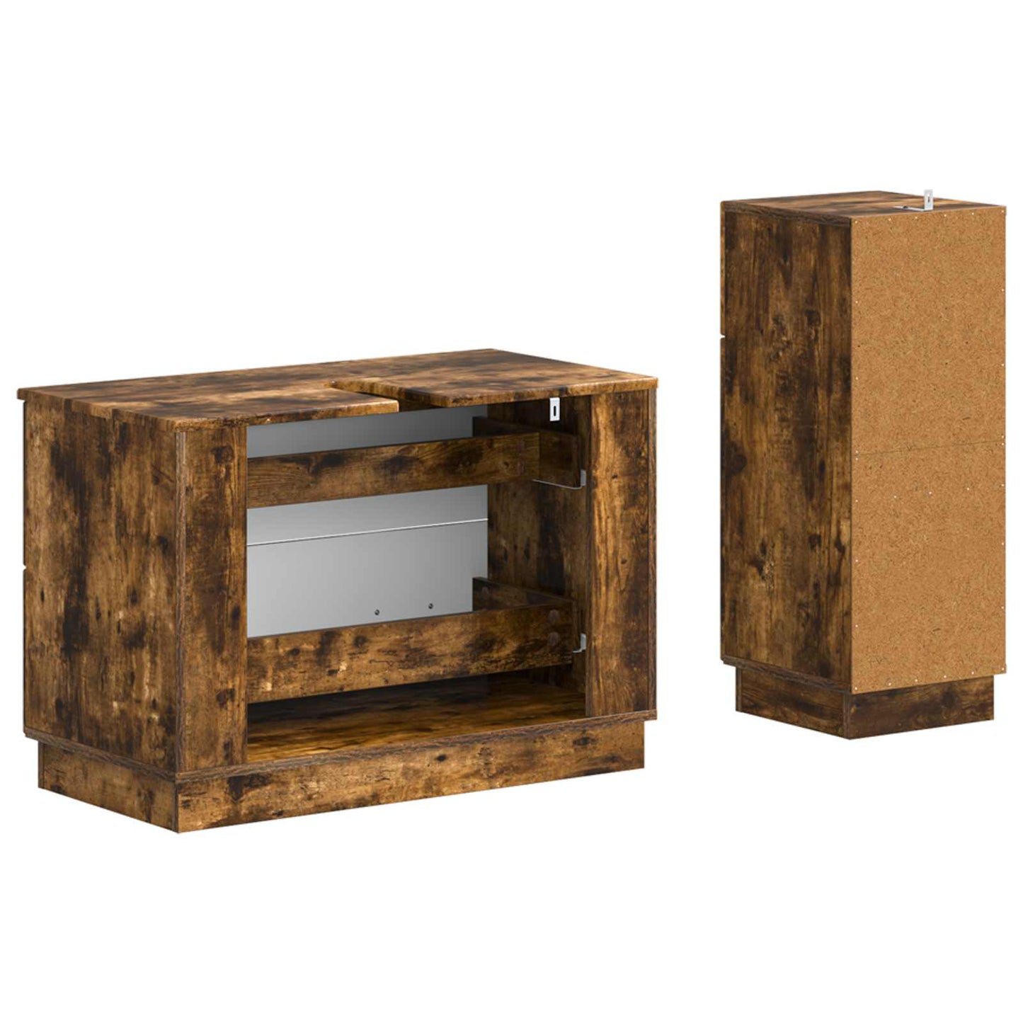 vidaXL 2 Piece Bathroom Cabinet Set HOORN Smoked Oak Engineered Wood