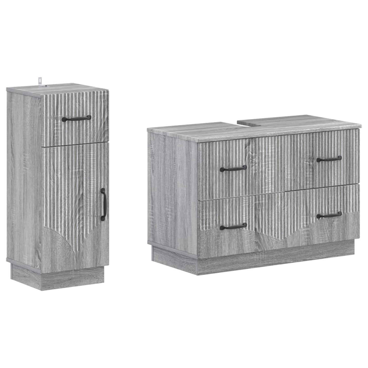 vidaXL 2 Piece Bathroom Cabinet Set HOORN Grey Sonoma Engineered Wood