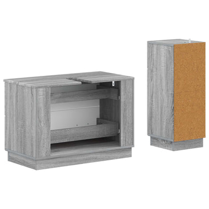 vidaXL 2 Piece Bathroom Cabinet Set HOORN Grey Sonoma Engineered Wood