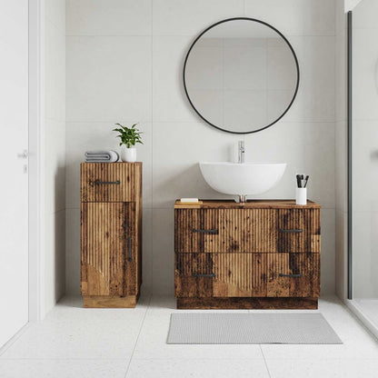 vidaXL 2 Piece Bathroom Cabinet Set HOORN Old Wood Engineered Wood