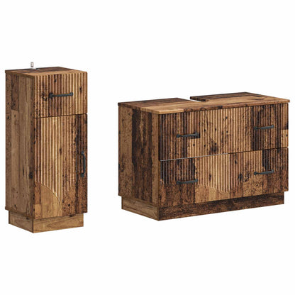 vidaXL 2 Piece Bathroom Cabinet Set HOORN Old Wood Engineered Wood