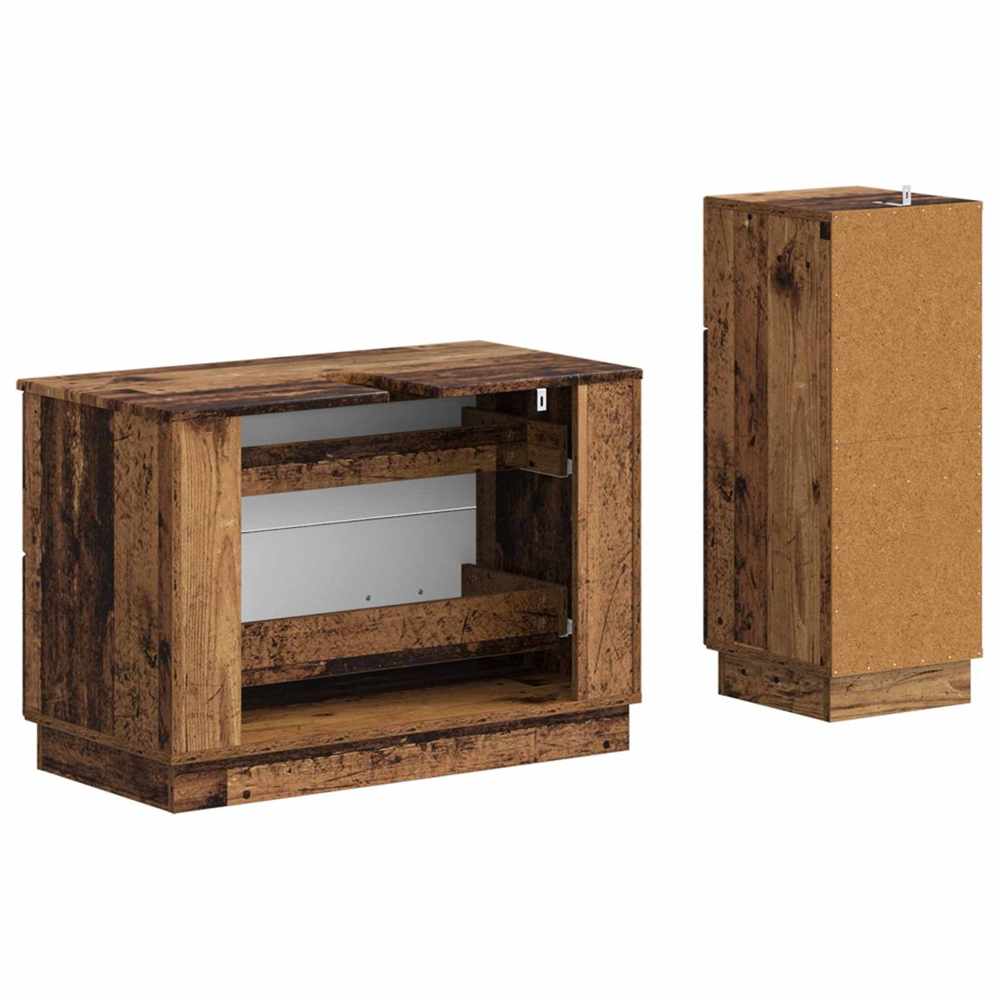 vidaXL 2 Piece Bathroom Cabinet Set HOORN Old Wood Engineered Wood