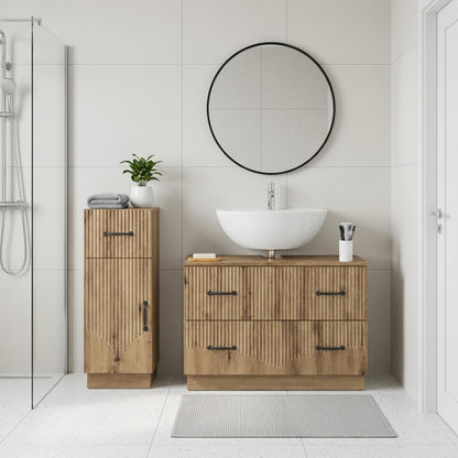 vidaXL 2 Piece Bathroom Cabinet Set HOORN Artisan Oak Engineered Wood