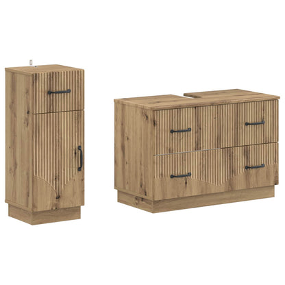 vidaXL 2 Piece Bathroom Cabinet Set HOORN Artisan Oak Engineered Wood