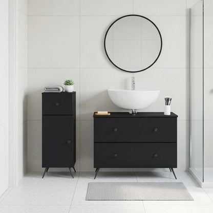 vidaXL 2 Piece Bathroom Cabinet Set BREDA Black Engineered Wood
