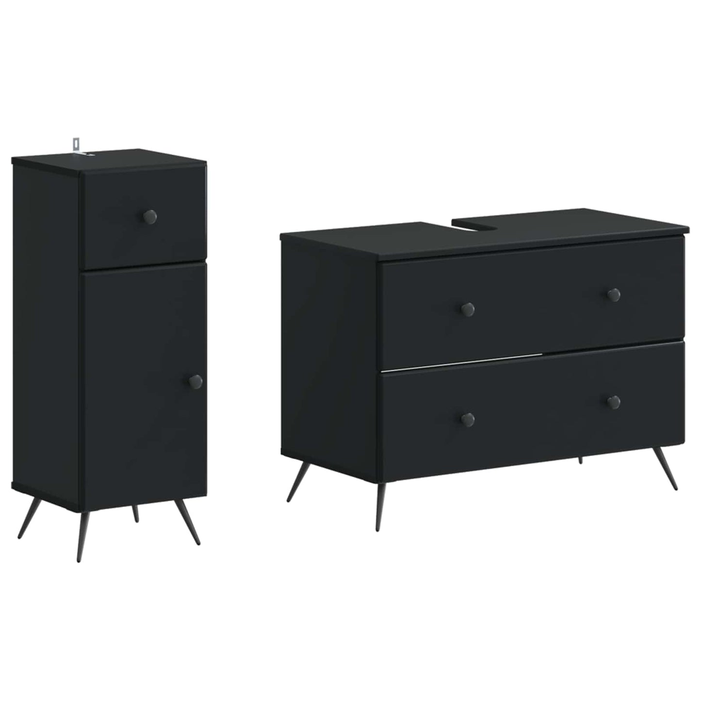 vidaXL 2 Piece Bathroom Cabinet Set BREDA Black Engineered Wood