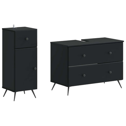 vidaXL 2 Piece Bathroom Cabinet Set BREDA Black Engineered Wood