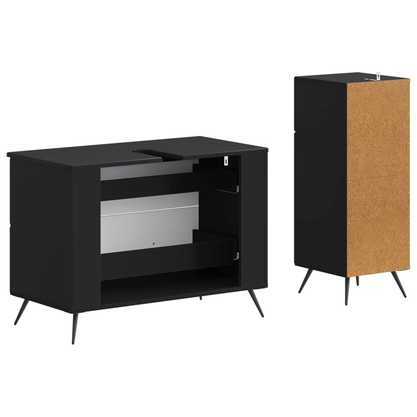 vidaXL 2 Piece Bathroom Cabinet Set BREDA Black Engineered Wood