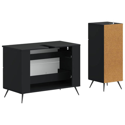 vidaXL 2 Piece Bathroom Cabinet Set BREDA Black Engineered Wood
