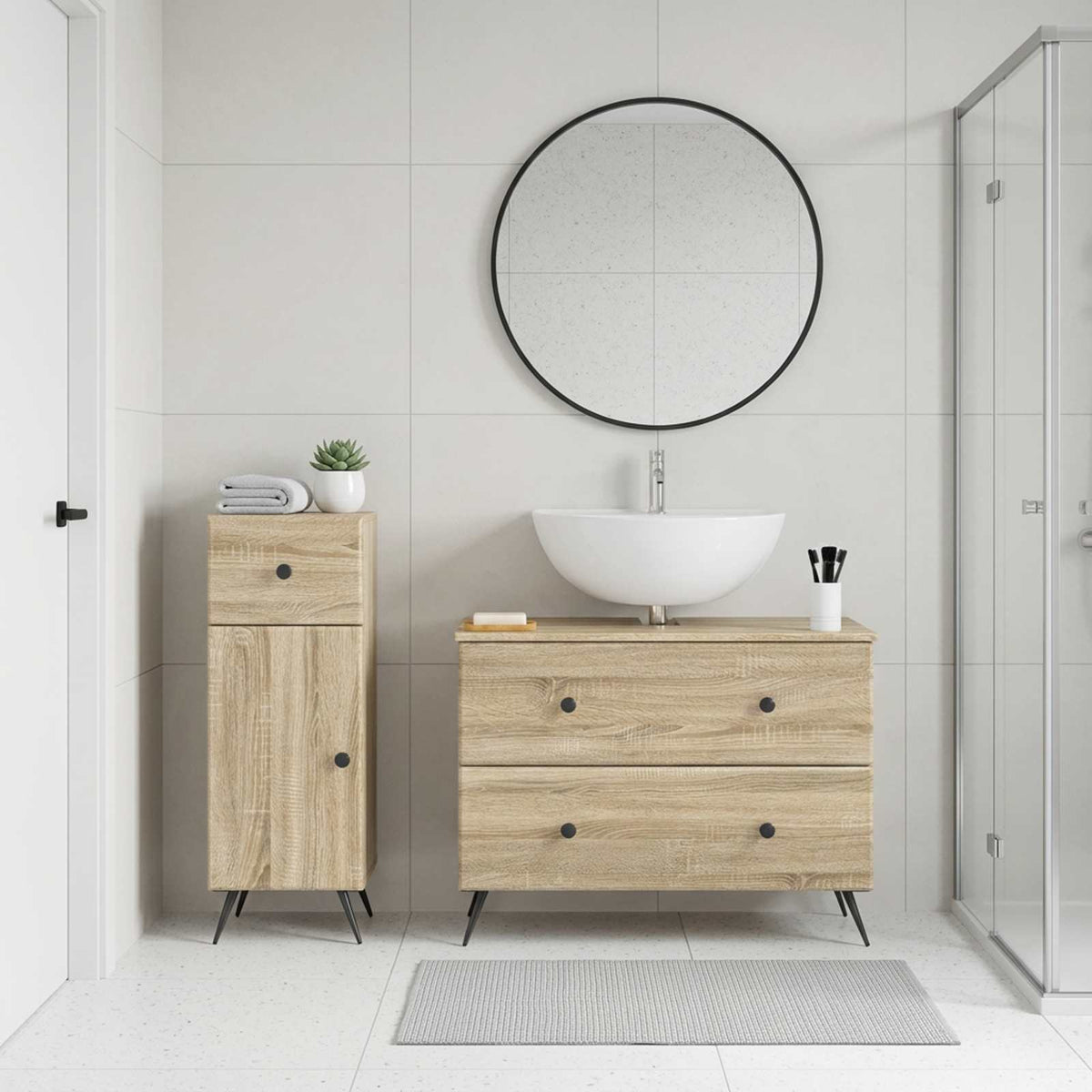 vidaXL 2 Piece Bathroom Cabinet Set BREDA Sonoma Oak Engineered Wood