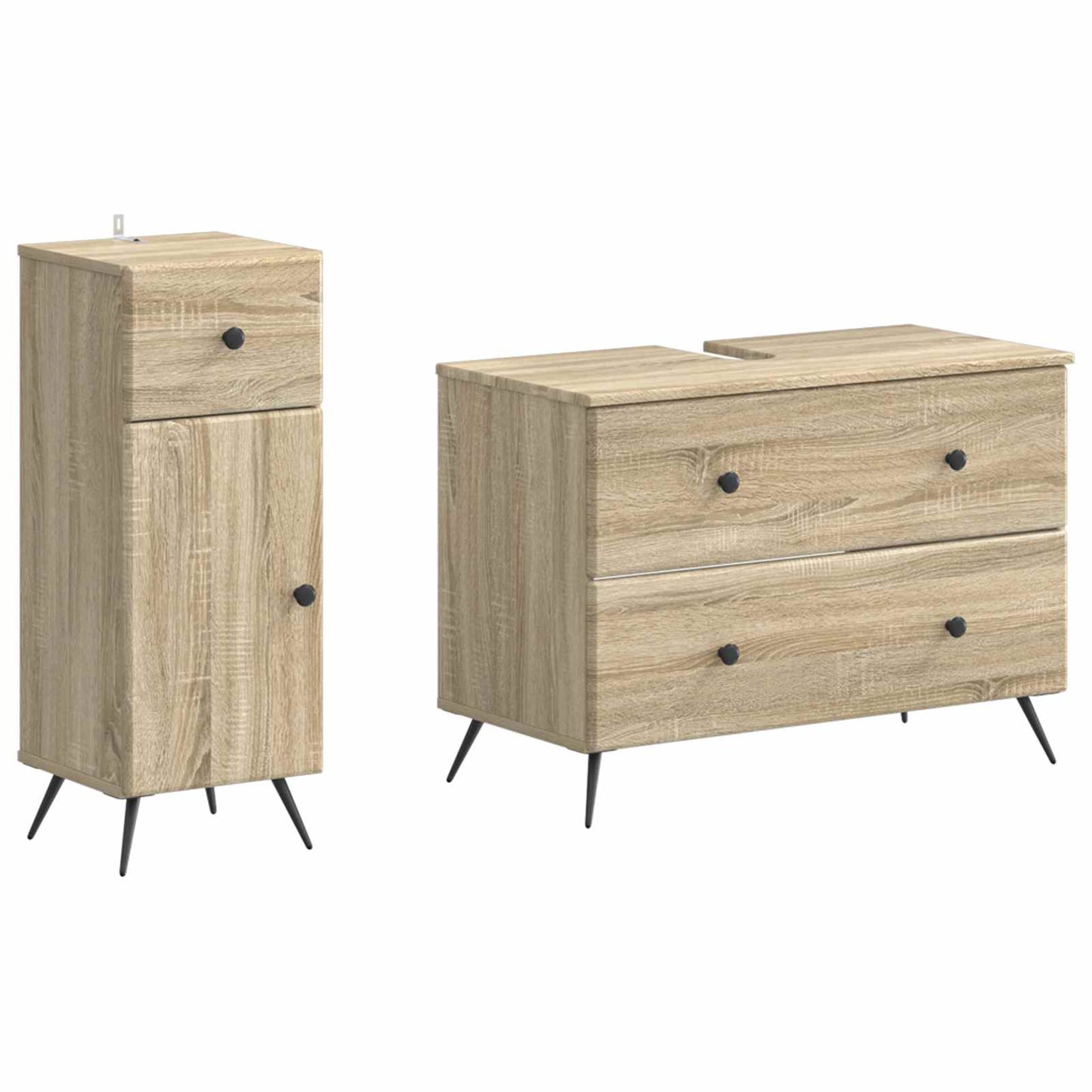 vidaXL 2 Piece Bathroom Cabinet Set BREDA Sonoma Oak Engineered Wood