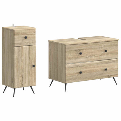 vidaXL 2 Piece Bathroom Cabinet Set BREDA Sonoma Oak Engineered Wood