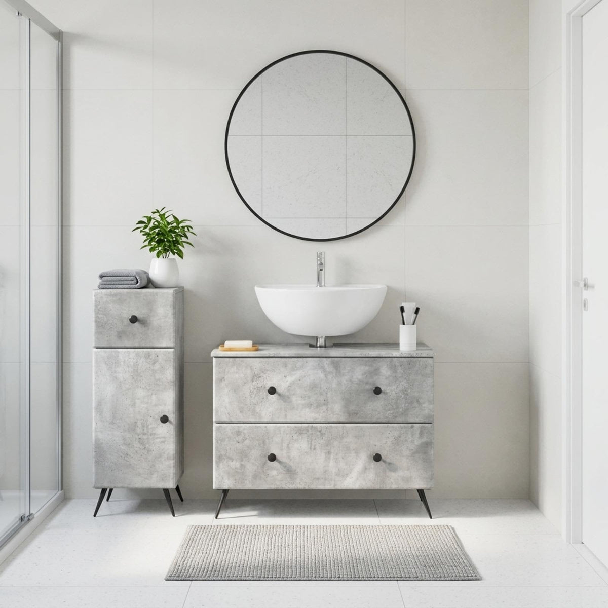 vidaXL 2 Piece Bathroom Cabinet Set BREDA Concrete Grey
