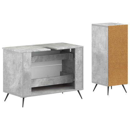 vidaXL 2 Piece Bathroom Cabinet Set BREDA Concrete Grey